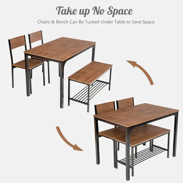 Dining Table Set for 4, Kitchen Table with Bench and Chairs in Dining Tables & Sets in Markham / York Region - Image 8