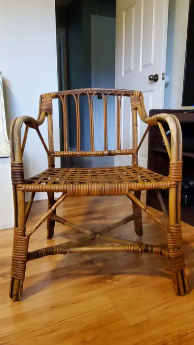Authentic Vintage Imperial Rattan Co. Wicker Armchair Stratford, View more