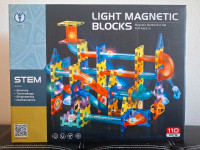 Lightup Magnetic Tiles Marble Run set - 110pc kit STEM toy
