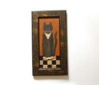 Vintage Mr. Cat Picture with Wood Frame signed Cindy Sampson©
