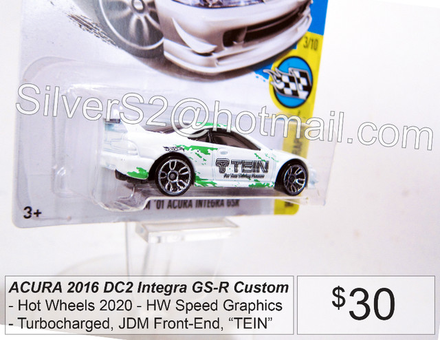 HOT WHEELS 2016 ACURA 2001 DC2 Integra GS-R 'TEIN' WhiteGreen in Other in City of Toronto - Image 4