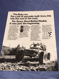 1970 Sears Tires Baja Original Ad