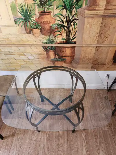 Glass and metal tables with chairs, View more