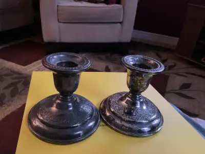 Sterling silver candlesticks, View more