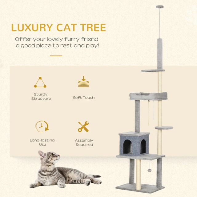 Cat Tree Floor to Ceiling Cat Tower Height Adjustable( 85-101 In in Accessories in Markham / York Region