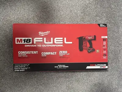 Milwaukee Tool M18 FUEL GEN II 18V Li-Ion Brushless Brad Nailer Kit with (1) 2.0 Ah Battery, Charger...