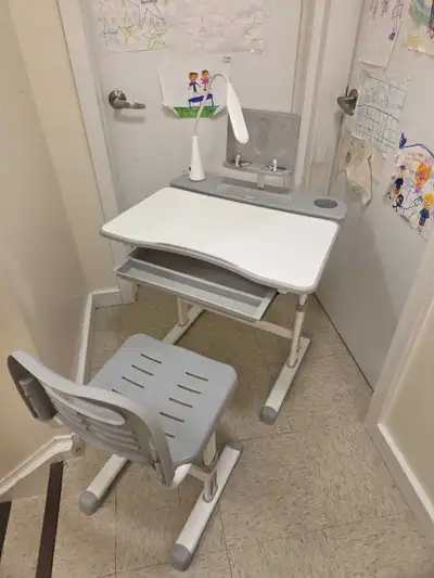 Kids task desk with led light and chair, View more