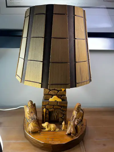 Berthier Beauregard Hand-Carved Wood Folk Art Lamp – Que, 1970s, View more