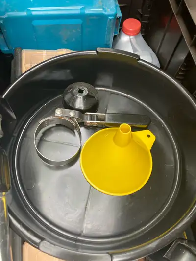 I have 3 oil filter wrenches, a pan to catch the oil, funnel and ramps (not pictured). I no longer n...