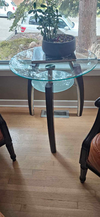 2 Glass & Wood Side Tables