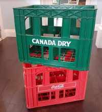 Vintage plastic Coca-Cola Coke & Canada Dry soda pop crates