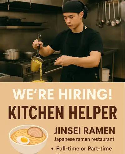 We're Hiring! Line Cook & Dishwasher (Full-time or Part-time) – Jinsei Ramen, Centertown Ottawa Join...
