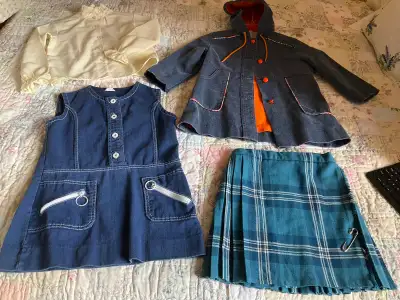 Girl’s  St. Michael’s kilt/Blouse+Blue Denim Jumper, Coat 6X, View more