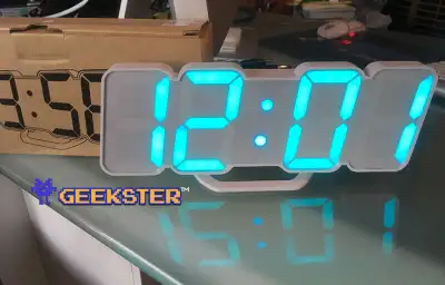 Large Multi-Colour LED Clock with Temp Display - FREE SHIPPING!, View more