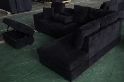 6 Seater Corduroy Sectional Sofa Available With Ottoman Now on $, View more
