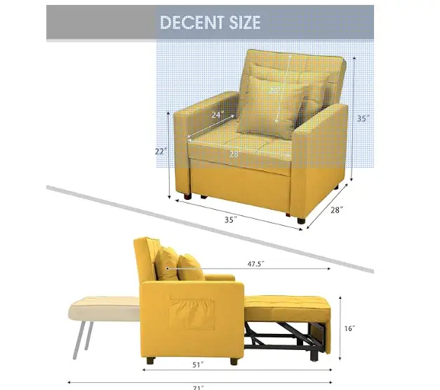 2 Yellow Chairs that Fold out Into Single Beds in Beds & Mattresses in Kingston - Image 2
