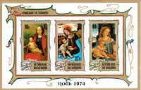 BURUNDI. Feuillet avec 3 timbres intégrés, "NOËL/CHRISTMAS 1974