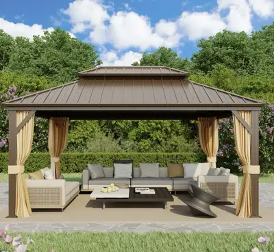 16 Ft. W x 12 Ft. D Aluminum Patio Gazebo, View more