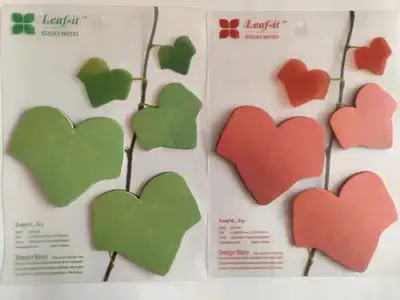 simulated leaf sticky notes: 8 packs of green + 9 packs of red, , View more