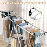 COSTWAY - 2-Layer Folding Clothes Drying Rack with 5-Level
