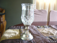 Crystal Candle Holder, Silver Lamp; Glass Pedestal Stand