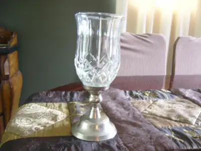 Crystal Candle Holder, Silver Lamp; Glass Pedestal Stand, View more
