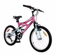 Supercycle Momentum Youth Dual Suspension Bike, Pink, 20-in