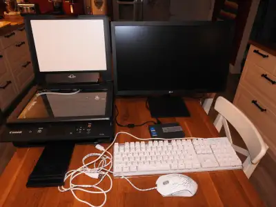 MeLe mini PC, monitor, printer/scanner, LED keyboard,mouse, View more