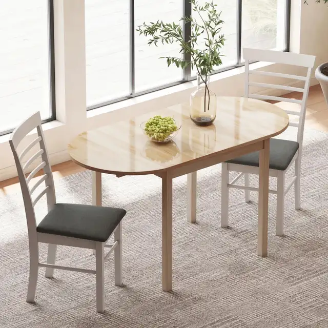Natural drop leaf solid Wood Kitchen Table, Drop Leaf Tables in Dining Tables & Sets in Markham / York Region - Image 3