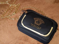 VERSACE PARFUMS CROSSBODY BAG/PURSE HANDBAG WITH GOLD MEDUSA LOG