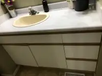 Bathroom Vanity, counter top, sink and Taps