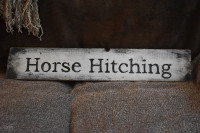 VINTAGE STYLE HORSE HITCHING SIGN HANDPAINTED ON RECLAIMED WOOD