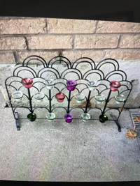 Wrought iron candle holder with colored candle pots 16 