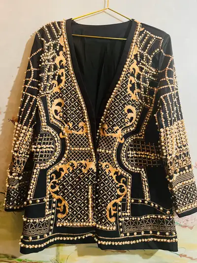 Elegant Pearl Beaded Blazer-Size XL/1XL, View more