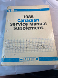 VINTAGE 1985 GM CANADIAN SERVICE MANUAL SUPPLEMENT #M01406