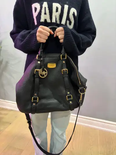 Michael Kors Black Leather Satchel Bag, View more