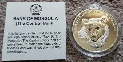 500 togrog Mongolia coin 2006 silver w/ Swarowski crystals, View more