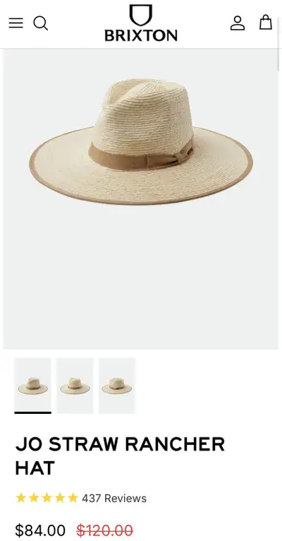 Brixton Jo Straw Rancher Hat - Medium Brand New, View more