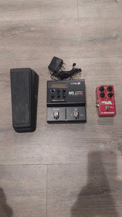 Guitar pedals. Line 6 M5, Reverb, Crybaby, View more