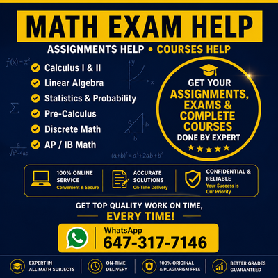 Math Exam Help Toronto GTA – Calculus Algebra Statistics –Course, View more