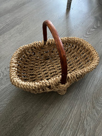 Well made wicker basket, carrot hand made plate 