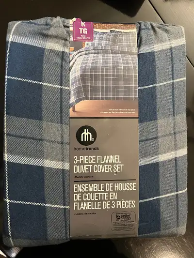 3pc Hometrends flannel duvet cover set, king size, brand new, View more
