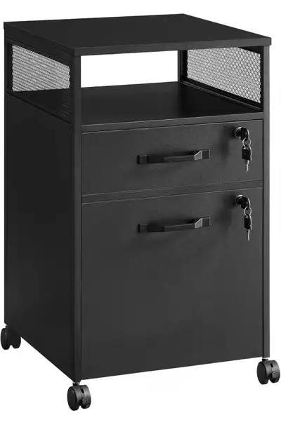 Mobile Filing Cabinet with Wheels, 2 Lockable Drawers, View more