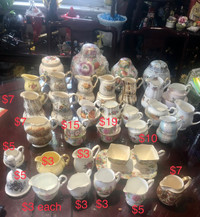 Huge collection of vintage Creamers and sugar bowls; various bra