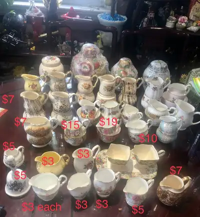 Huge collection of vintage Creamers and sugar bowls; various bra, View more