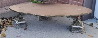 stunning casted brass & portaguise rose marble table set, View more