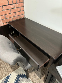 Small brown office desk with chair