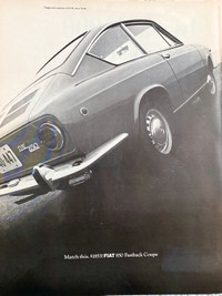 1968 Fiat 850 Fastback Coupe w/ Licence P40-447 Original Ad