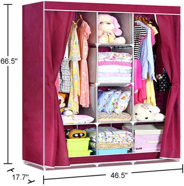 Non-woven Fabric Wardrobe Portable Closet Clothes Storage GREY in Dressers & Wardrobes in City of Toronto - Image 4