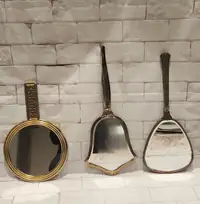 Vintage Brass Gold Plated Hand Held Vanity Mirrors